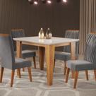 Mesa de Jantar Retangular Divine com Vidro 1,20x90 e 4 Cadeiras Vegas em Madeira Maciça
