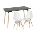 Mesa de jantar retangular Eames 60 x 120 cm + 2 cadeiras Eiffel DSW - Mesa preto com cadeiras branco