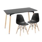 Mesa de jantar retangular Eames 60 x 120 cm + 2 cadeiras Eiffel DSW - Mesa preto com cadeiras preto