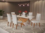 Mesa De Jantar Retangular Encantare Com 6 Cadeiras Vegas