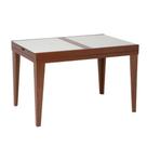 Mesa de Jantar Retangular Extensível com Tampo de Vidro Gênova Mel e Off White