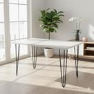 Mesa De Jantar Retangular Hairpin 1,30cm MDF BP Branco Mesa De Jantar Retangular Hairpin 1,30cm MDF BP Branco