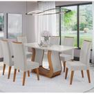 Mesa de Jantar Retangular Harley C/6 Cad Flora em Madeira Maciça Mel/Blonde/V.marfim