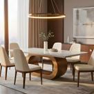 Mesa de Jantar Retangular Madeira Maciça 240x120cm 10 Lugares Base Orgânica Barola CCS