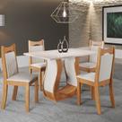 Mesa de Jantar Retangular Meiry 1,20x80 com 4 Cadeiras Dalas Yescasa Bege/Mel/Blonde/Marfim