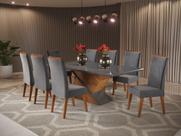 Mesa de Jantar Retangular Pipa com 8 Cadeiras Madeira Maciça Vegas