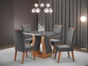 Mesa de Jantar Retangular Salin com 4 Cadeiras Madeira Maciça Vegas