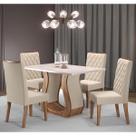 Mesa de Jantar Retangular Sharom Com 4 Cadeiras Iza Imbuia/Blonde/Bege Casa Giulia Mesa de Jantar Retangular Sharom Com 4 Cadeiras Iza Imbuia/Blonde/Bege Casa Giulia
