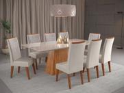 Mesa de Jantar Retangular Sylk com 8 Cadeiras Madeira Maciça Vegas