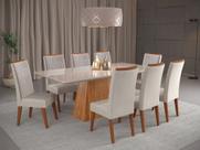 Mesa de Jantar Retangular Sylk com 8 Cadeiras Madeira Maciça Vegas