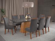 Mesa de Jantar Retangular Sylk com 8 Cadeiras Madeira Maciça Vegas Yescasa