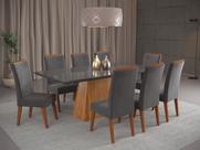 Mesa de Jantar Retangular Sylk com 8 Cadeiras Madeira Maciça Vegas Yescasa