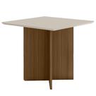 Mesa De Jantar Retangular Tampo Chanfrado Sem Vidro 90cm Helô Poliman Móveis Carvalho Com Off White