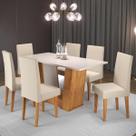 Mesa de Jantar Retangular Thea Com 6 Cadeiras Venus Mel Blonde Bege Casa Giulia