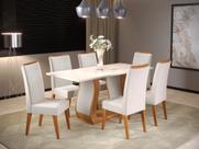Mesa de Jantar Retangular Vitalic com 6 Cadeiras Madeira Maciça Vegas Yescasa