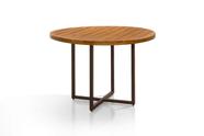 Mesa de Jantar Romana Ripado Castanho Estrutura Aço Carbono