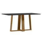 Mesa de Jantar Rubi 160x90 cm com Vidro Ype Damasco Preto New Ceval
