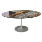 Mesa de Jantar Saarinen Oval 120x80 cm Tampo Calacata Verde Ocean Base Verde