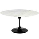 Mesa de Jantar Saarinen Oval 160x90 cm Mármore Branco Extra Base Preta Mesa de Jantar Saarinen Oval 160x90 cm Mármore Branco Extra Base Preta