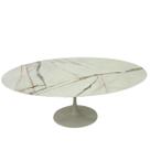 Mesa de Jantar Saarinen Oval 160x90cm Mdf Calacata Marmorizada Gold