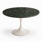 Mesa de Jantar Saarinen Redonda 140 cm Tampo Mármore Verde Guatemala Base Laca Branca
