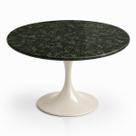 Mesa de Jantar Saarinen Redonda 90 cm Tampo Mármore Verde Guatemala Base Laca Off White Mesa de Jantar Saarinen Redonda 90 cm Tampo Mármore Verde Guatemala Base Laca Off White