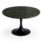 Mesa de Jantar Saarinen Redonda 90 cm Tampo Mármore Verde Guatemala Base Laca Preta Mesa de Jantar Saarinen Redonda 90 cm Tampo Mármore Verde Guatemala Base Laca Preta