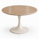 Mesa de Jantar Saarinen Redondo 100 cm Tampo Mármore Travertino Base Laca Off White Mesa de Jantar Saarinen Redondo 100 cm Tampo Mármore Travertino Base Laca Off White