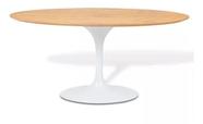 Mesa de jantar saarinen tulipa branca, tampo amadeirado Mesa de jantar saarinen tulipa branca, tampo amadeirado