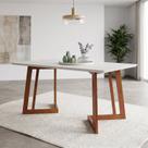 Mesa de Jantar sem Vidro Madeira Maciça Retangular 6 Lugares Califórnia Marrom/Caramelo/Nevaska