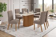 Mesa de Jantar Solana 160 C. Vidro 6 Cad. Nina Amendoa - Henn