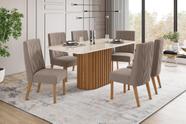 Mesa de Jantar Solana 180 C. Vidro 6 Cad. Eloa Amendoa - Henn