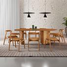 Mesa de Jantar Soláris 220cm Madeira Tampo Laminado Orgânico com 8 cadeiras Solaris
