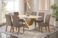 Mesa de Jantar Solus 160 C. Vidro 6 Cad. Bella Amendoa - Henn