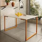 Mesa de Jantar Steel Estilo Industrial Pés de Aço 120x80cm Cobre/Off White
