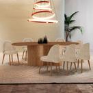 Mesa de Jantar Suiça 220cm Madeira Tampo Laminado Orgânico com 8 cadeiras Suiça