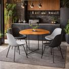 Mesa De Jantar Tampo de Madeira Maçiça E Ferro Metalon com Design Industrial MODERNO ELEGANTE CHURRASQUEIRA GOURMET S CADEIRAS