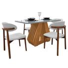 Mesa de Jantar Tampo de Vidro 130 e 4 Cadeiras Madeira Linho Cru