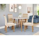 Mesa de Jantar Tampo de Vidro Off White Dani Vidro 1,09 e 4 Cadeiras Juliana WOOD Madeira/Nude Mesa de Jantar Tampo de Vidro Off White Dani Vidro 1,09 e 4 Cadeiras Juliana WOOD Madeira/Nude