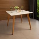 Mesa de Jantar Tampo em MDF com Vidro Quadrada 90x90cm Slim Bege Mesa de Jantar Tampo em MDF com Vidro Quadrada 90x90cm Slim Bege
