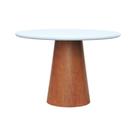 Mesa de Jantar Tampo em vidro Base Cone Laminado Cinamomo Amêndoa Tampo Ø150cm Branco/Vidro Off-White