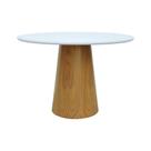 Mesa De Jantar Tampo Em Vidro Base Cone Laminado Cinamomo Tampo ø150 Branco-vidro Branco