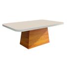 Mesa de Jantar Tampo MDF e Vidro 1,60m x 0,80m Naturale e Off White Madri Bom Pastor