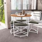 Mesa de Jantar Tampo Mdp Redondo 4 Bancos Estofados