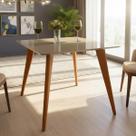 Mesa de Jantar Tampo Quadrado com Vidro 90cm Slim Casa Uai Fendi Mesa de Jantar Tampo Quadrado com Vidro 90cm Slim Casa Uai Fendi