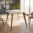 Mesa de Jantar Tampo Quadrado com Vidro 90cm Slim Casa Uai Off White Mesa de Jantar Tampo Quadrado com Vidro 90cm Slim Casa Uai Off White