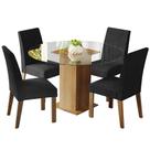 Mesa de Jantar Tampo Vidro Redondo 4 Cadeiras Rustic-oxford