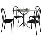 Mesa De Jantar Thais 70x70 Cm Com Granito Ocre Itabira Com 4 Cadeiras 050 Preto Artefamol