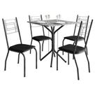 Mesa de Jantar Thais 70x70 cm com Granito Ocre Itabira com 4 Cadeiras 063 Preto - Artefamol