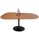 Mesa de Jantar Tulipa Saarinen Organica 160x90cm Base Laca Preta Tampo Freijó